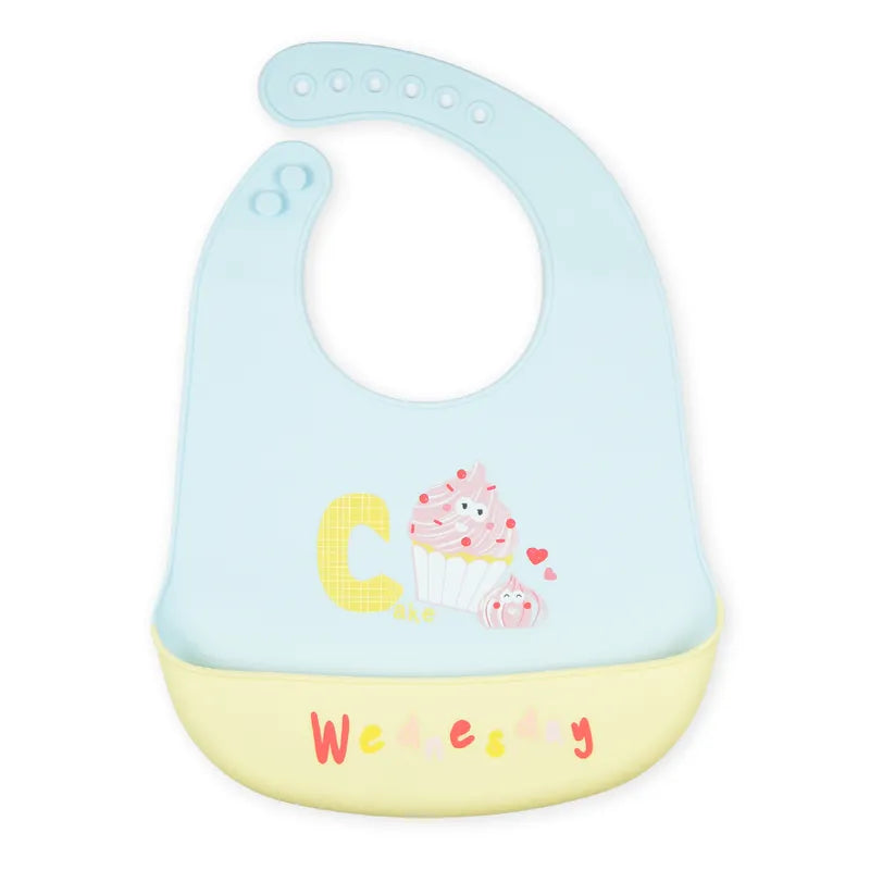 BABY SILICONE BIB WEDNESDAY BLUE