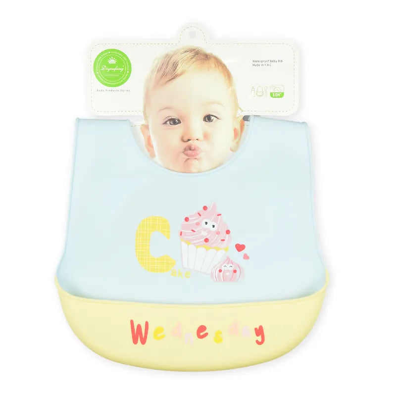 BABY SILICONE BIB WEDNESDAY BLUE - image 2