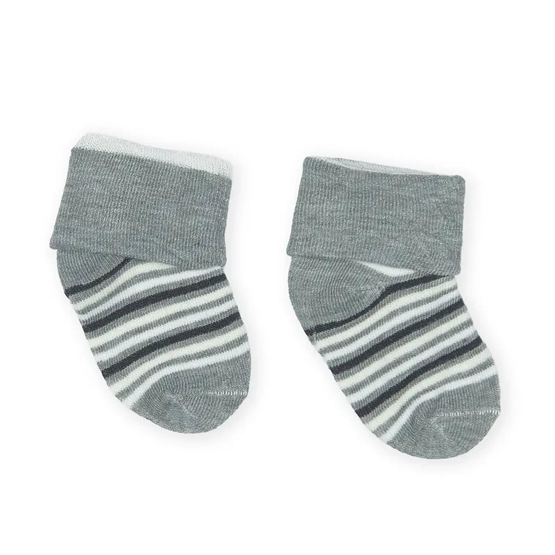 PACK OF 3 STRIPED COTTON BABY SOCKS - GREY, MUSTARD & NAVY BLUE (0-12M) - image 4