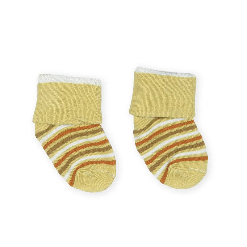 PACK OF 3 STRIPED COTTON BABY SOCKS - GREY, MUSTARD & NAVY BLUE (0-12M) - image 3