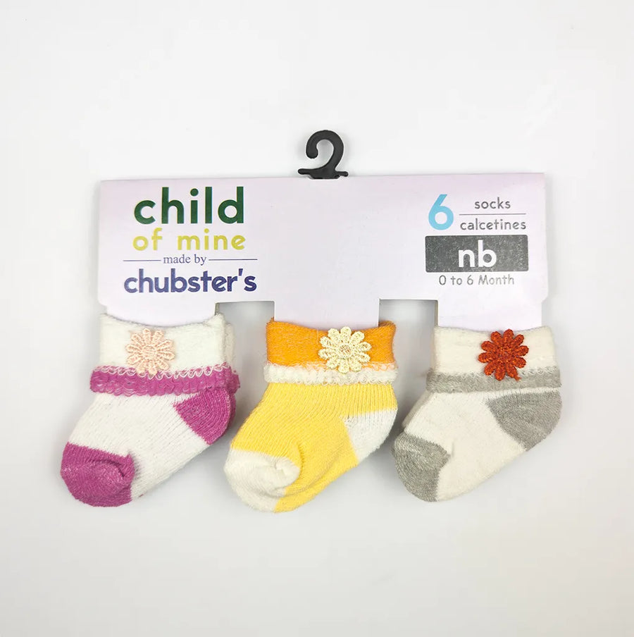 BABY SOCKS FANCY 3PCS PACK FLOWER BUNCH CHUBESTER`S