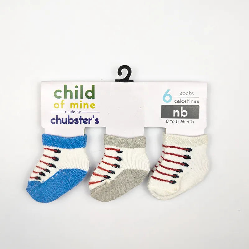 BABY SOCKS FANCY 3PCS PACK SHOE LACES PRINT CHUBESTER`S
