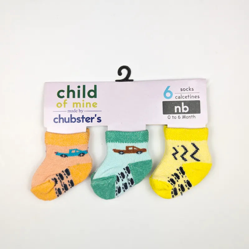 BABY SOCKS FANCY 3PCS PACK TRUCK PRINT CHUBESTER`S