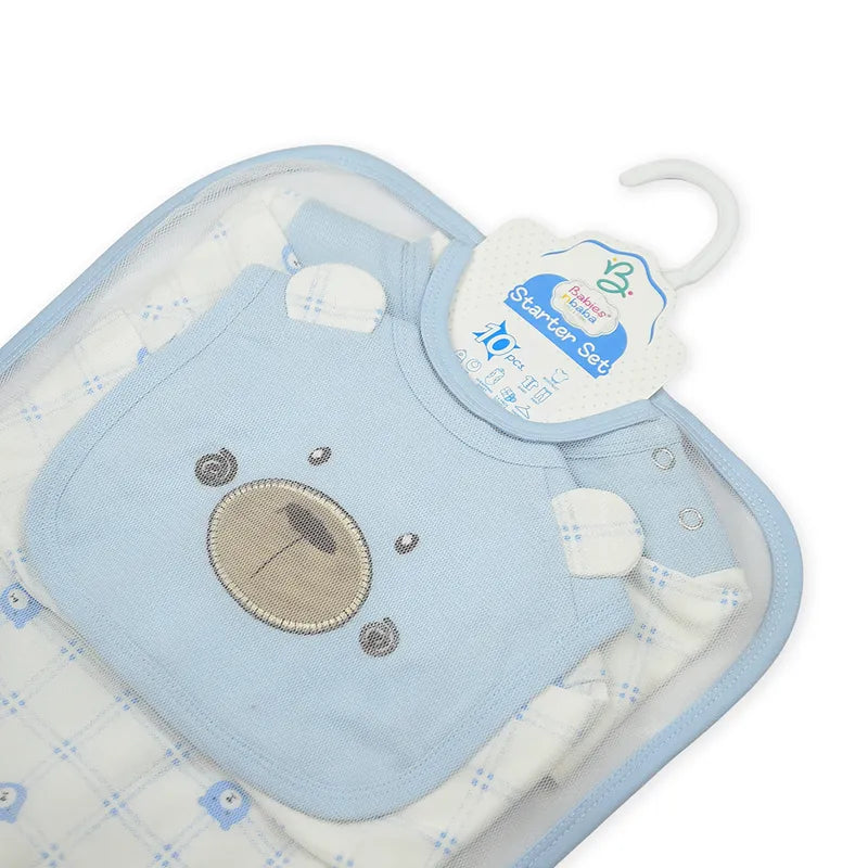 BABY STARTER SET 10 PIECES CHECK PRINT BEAR BLUE - image 9