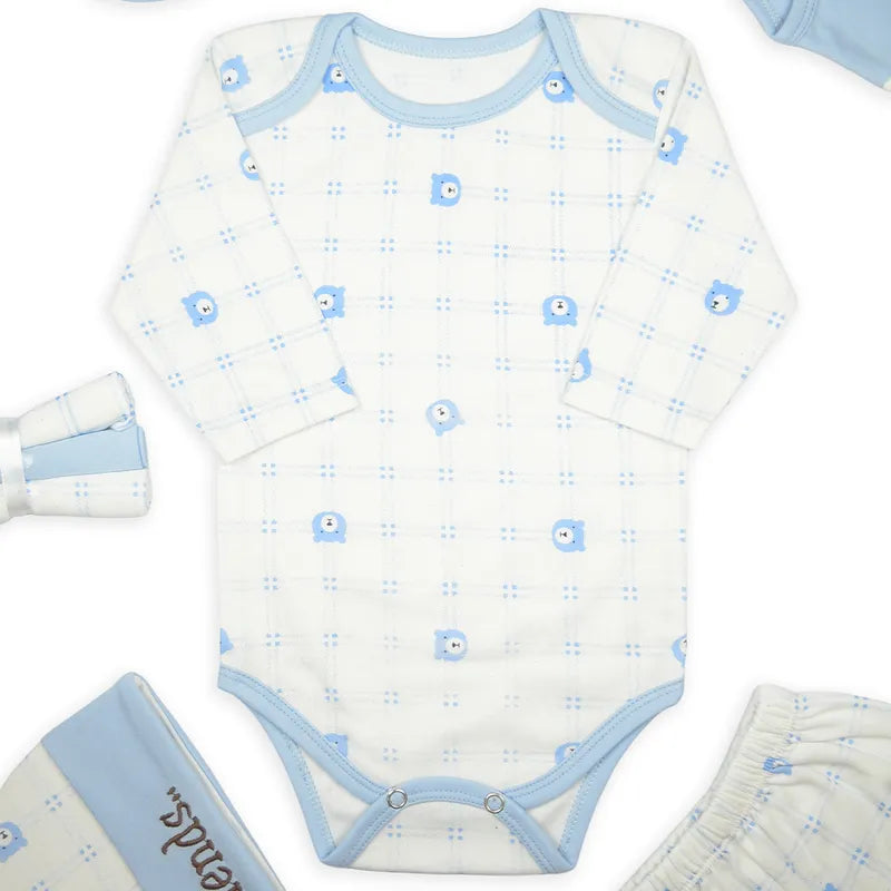 BABY STARTER SET 10 PIECES CHECK PRINT BEAR BLUE - image 2