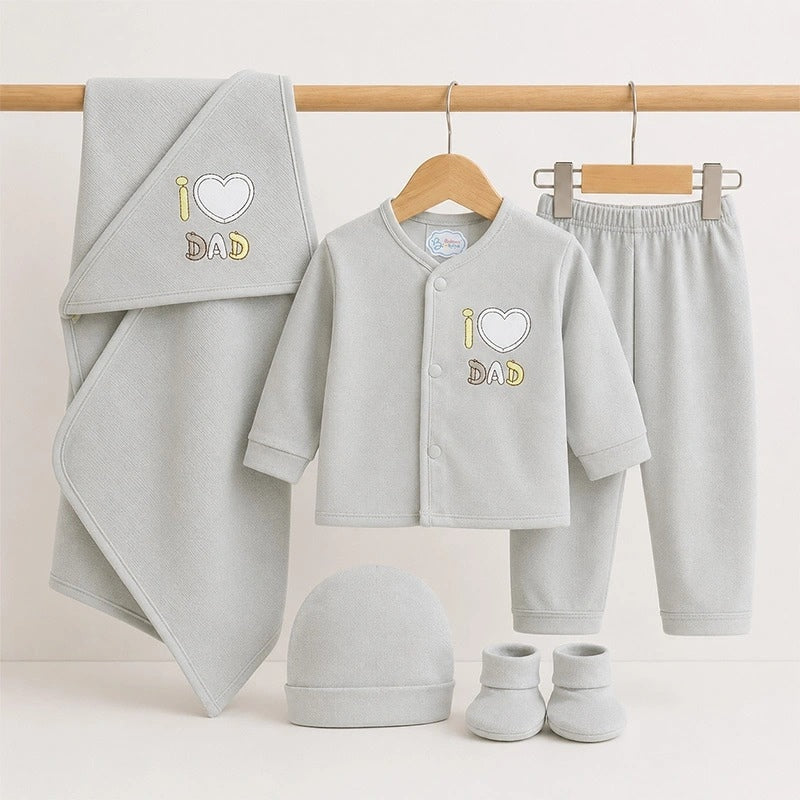 BABY STARTER SET 5 PIECES KOTRAI EMB I LOVE DADDY GREY