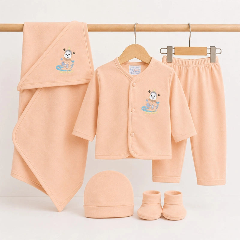BABY STARTER SET 5 PIECES KOTRAI EMB PENGUIN PEACH
