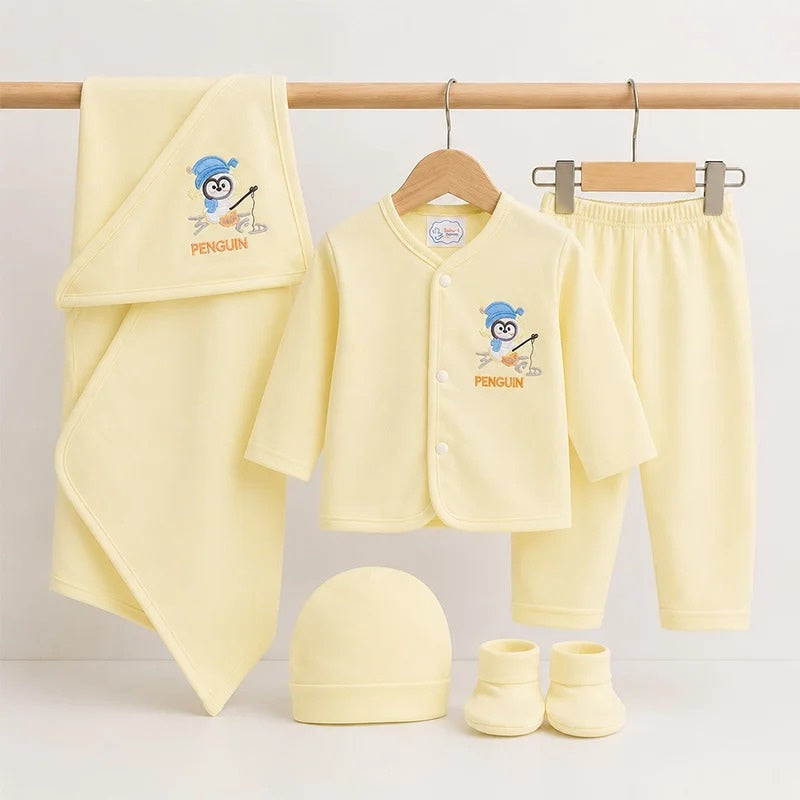 BABY STARTER SET 5 PIECES KOTRAI EMB PENGUIN YELLOW