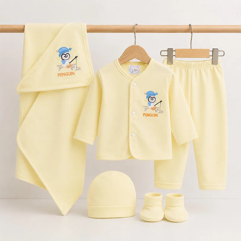 BABY STARTER SET 5 PIECES KOTRAI EMB PENGUIN YELLOW