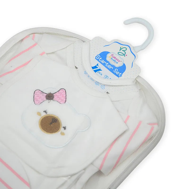BABY STARTER SET 7 PIECES EMB BEAR BABY PINK - image 6