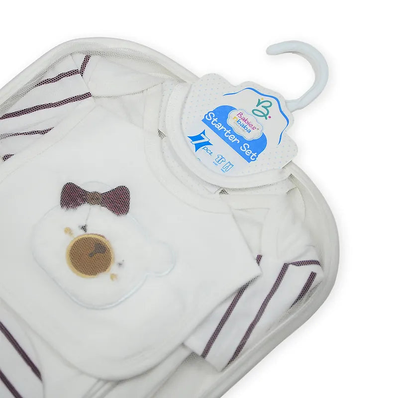 BABY STARTER SET 7 PIECES EMB BEAR MAROON - image 6