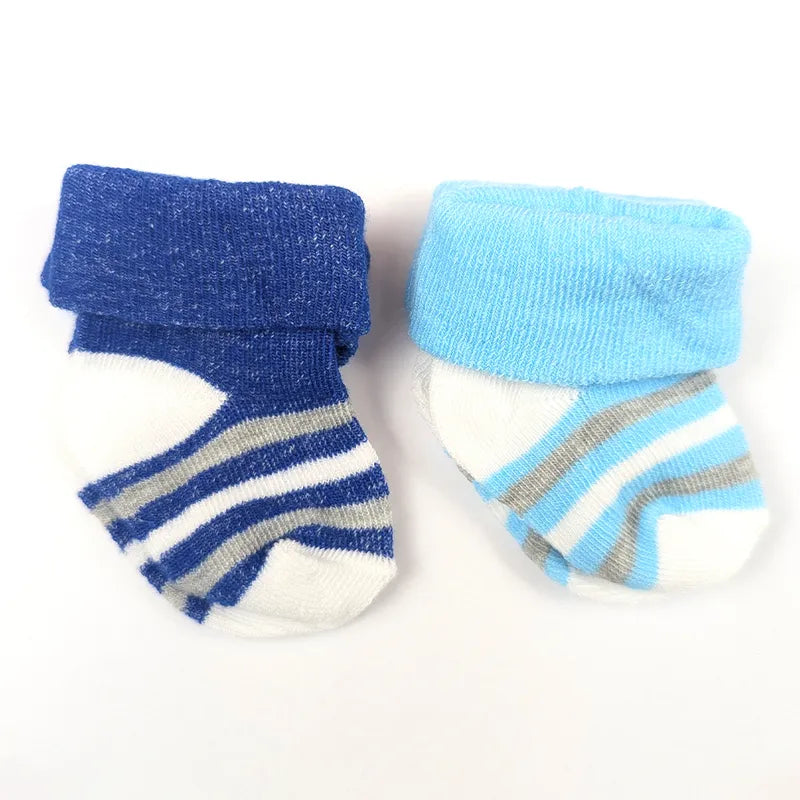 BABY STRIPED COTTON SOCKS PACK OF 2 (SKY BLUE & DARK BLUE)(0-3M)
