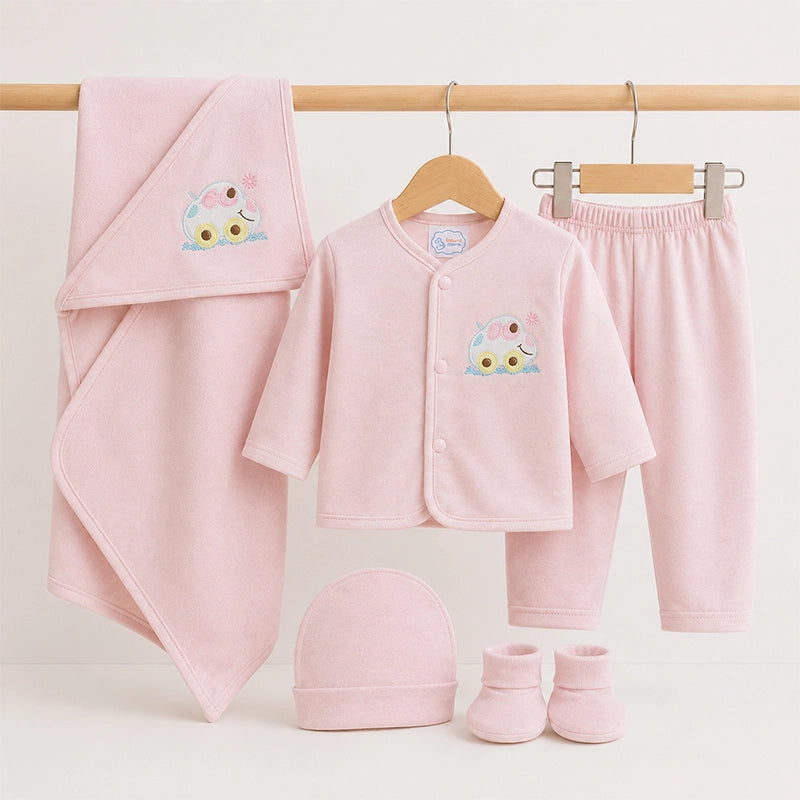 BABY SUIT 5 PIECES SET BABY CAR PINK COLOR KOTRAI