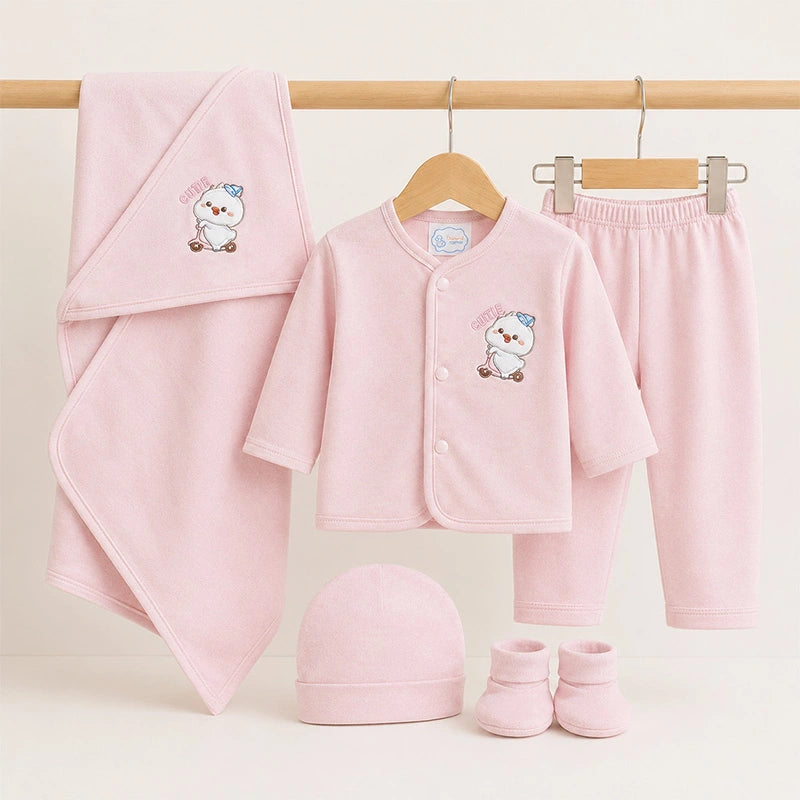BABY SUIT 5 PIECES SET BABY PINK COLOR CHIKI EMB KOTRAI