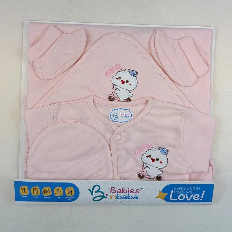 BABY SUIT 5 PIECES SET BABY PINK COLOR CHIKI EMB KOTRAI - image 2