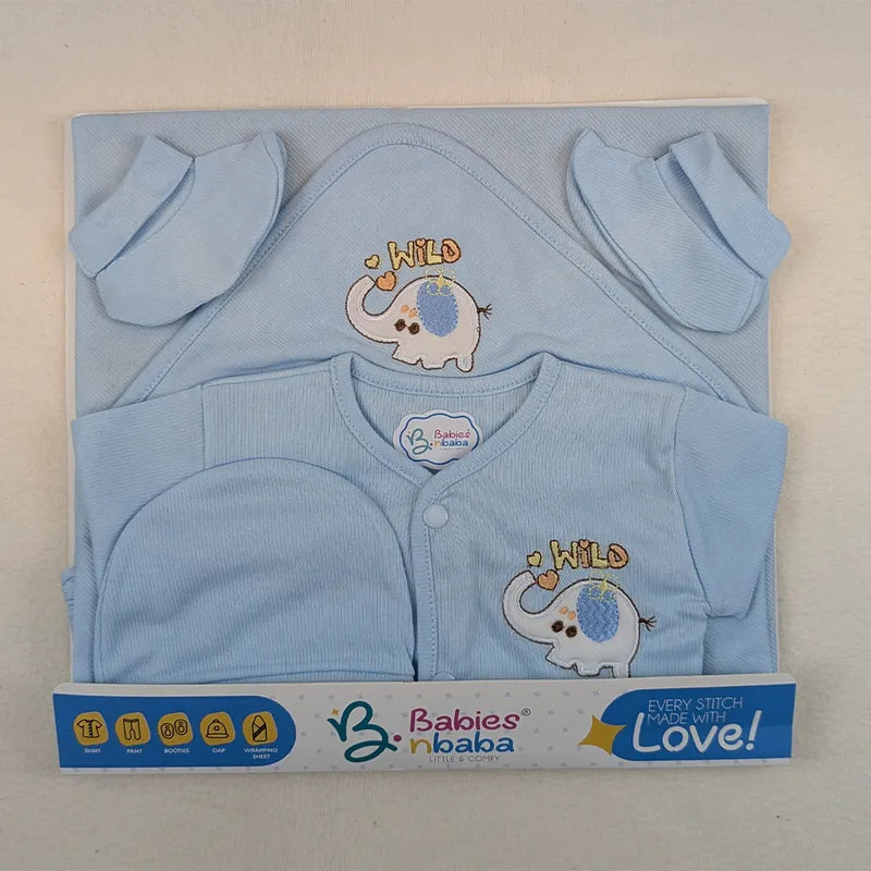 BABY SUIT 5 PIECES SET BLUE COLOR ELEPHANT EMB KOTRAI - image 2