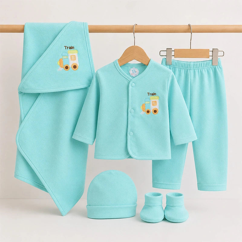 BABY SUIT 5 PIECES SET CYAN COLOR KOTRAI