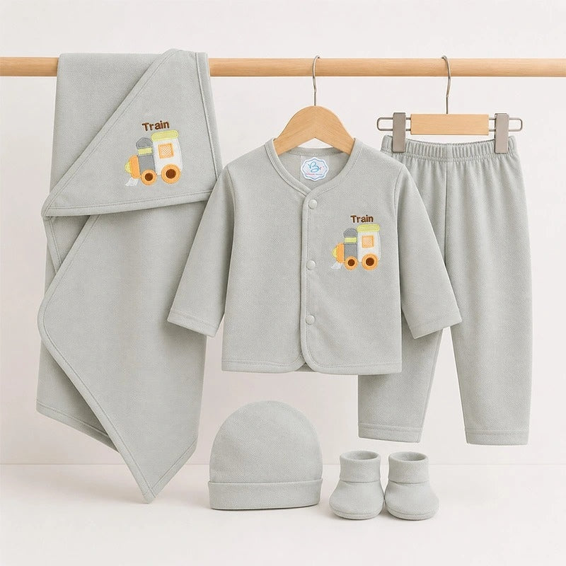 BABY SUIT 5 PIECES SET GREY COLOR KOTRAI
