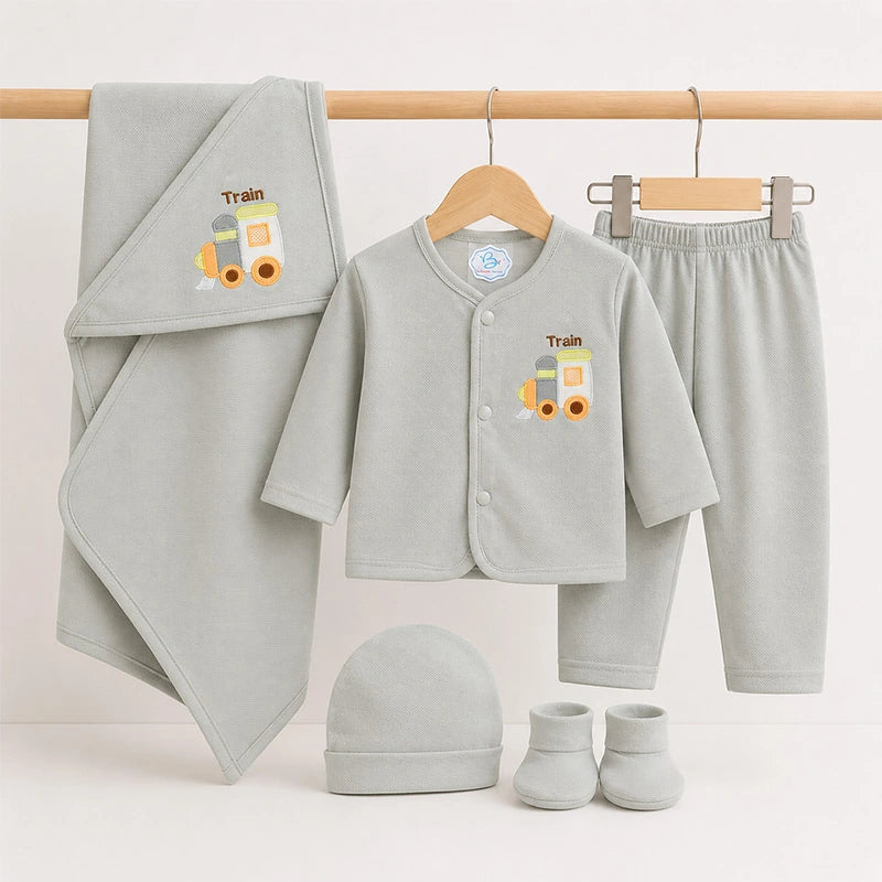 BABY SUIT 5 PIECES SET GREY COLOR KOTRAI