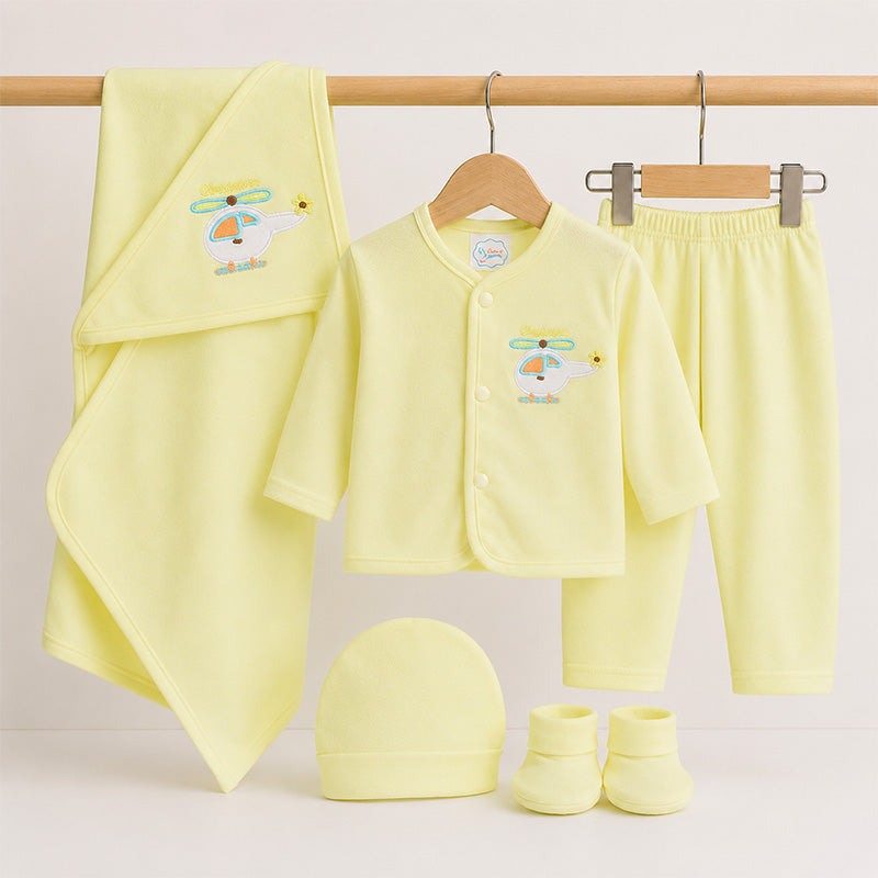 BABY SUIT 5 PIECES SET YELLOW COLOR KOTRAI