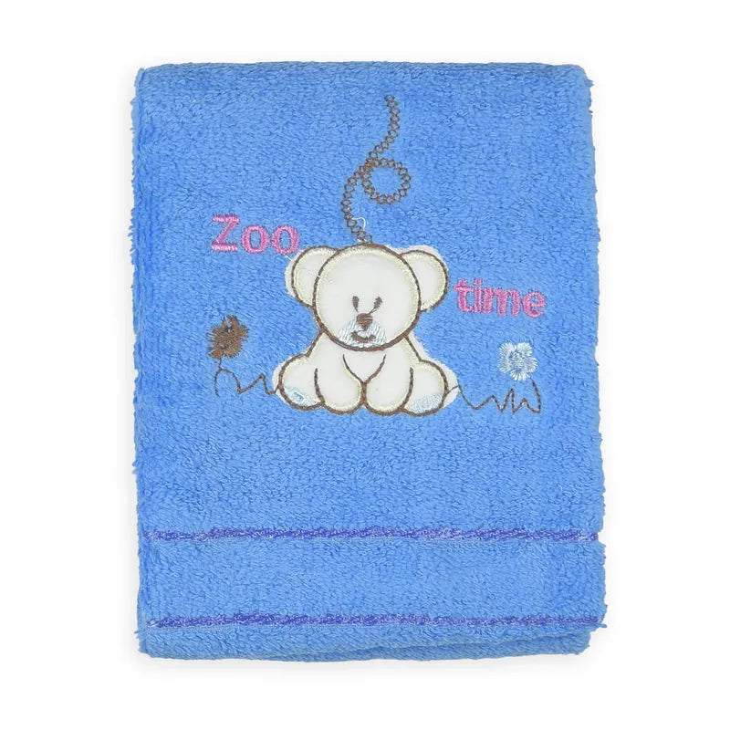 BABY TOWEL BEAR BLUE EMB
