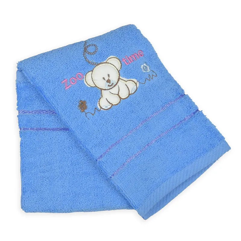 BABY TOWEL BEAR BLUE EMB