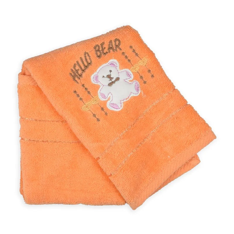 Baby Bath Towel, Peach Bear Embroidery – additional product view 2 of 2