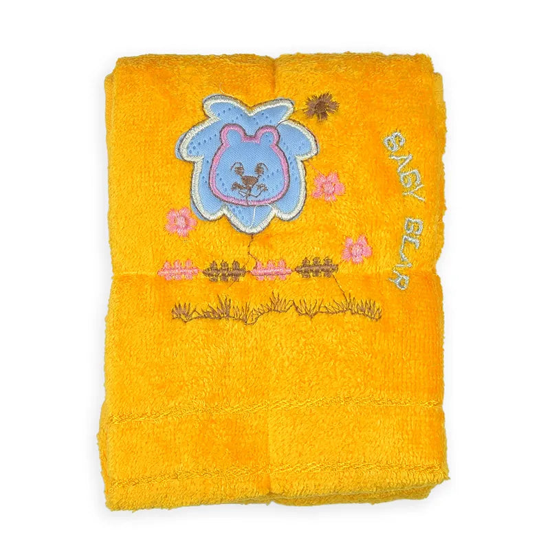 BABY TOWEL LION MUSTARD EMB