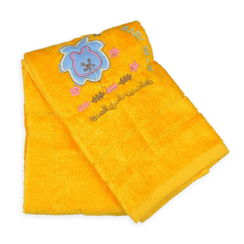 BABY TOWEL LION MUSTARD EMB