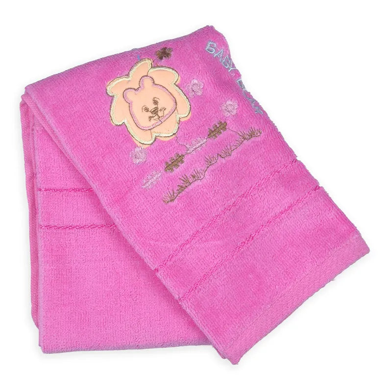 BABY TOWEL LION PINK EMB