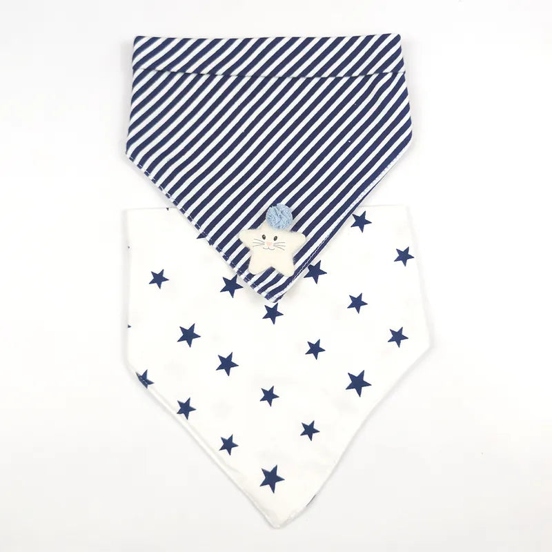 BABY TRIANGLE BIBS PACK COTTON DROOL WITH STAR EMBROIDERY PACK OF 2