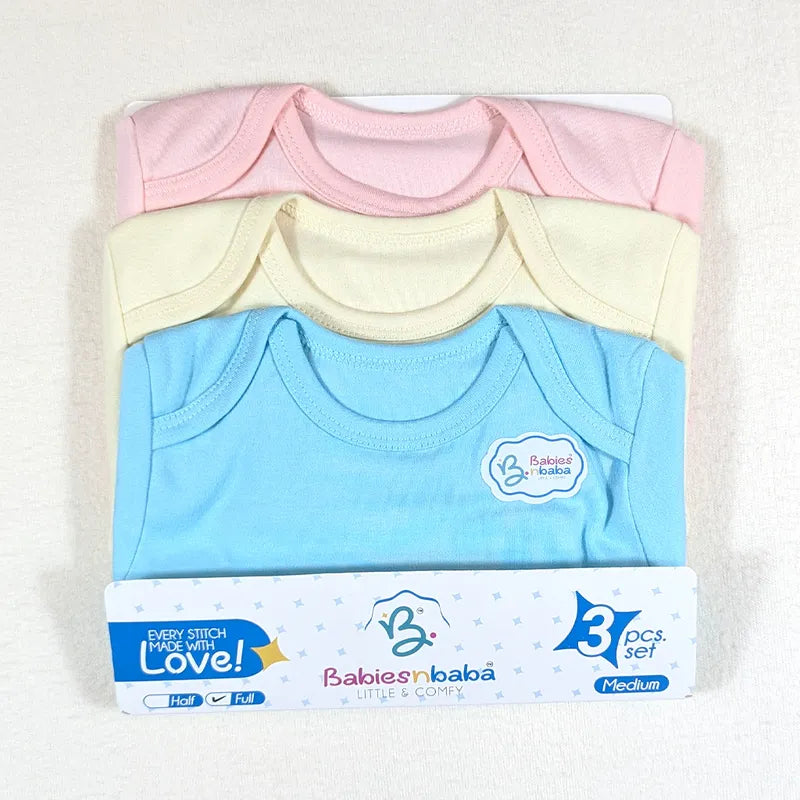 Additional view of multicolour full-sleeve cotton baby inner vests with mixed colours print from the pack of 3