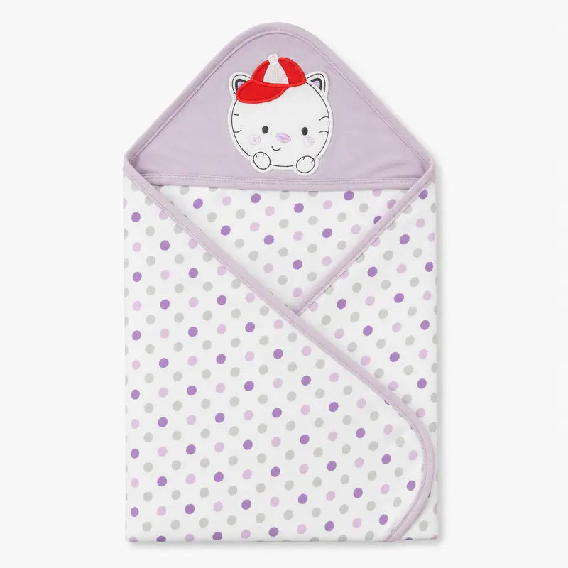BABY WRAPPING SHEET CAP BEAR DOTED PURPLE