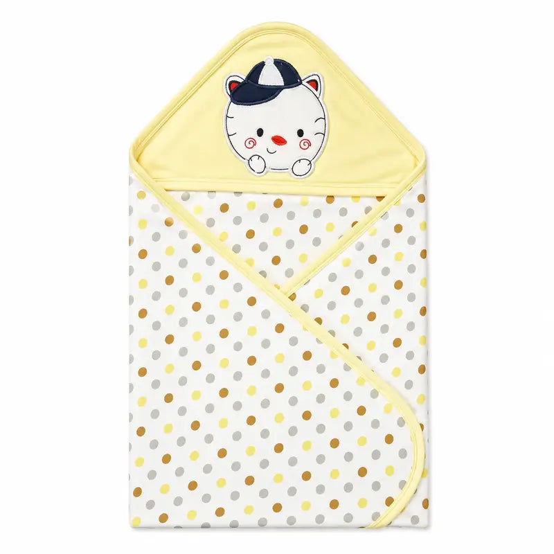BABY WRAPPING SHEET CAP BEAR DOTED YELLOW