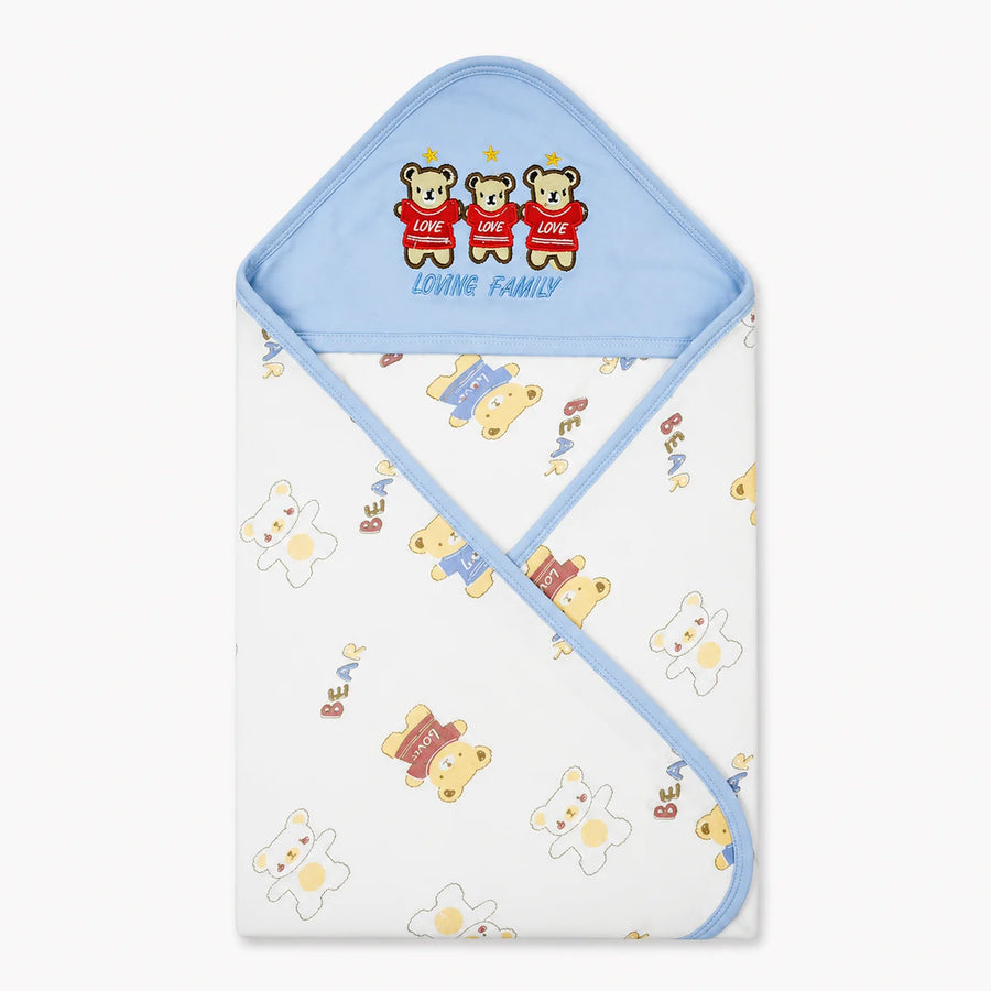 BABY WRAPPING SHEET LOVING FAMILY BEAR BLUE