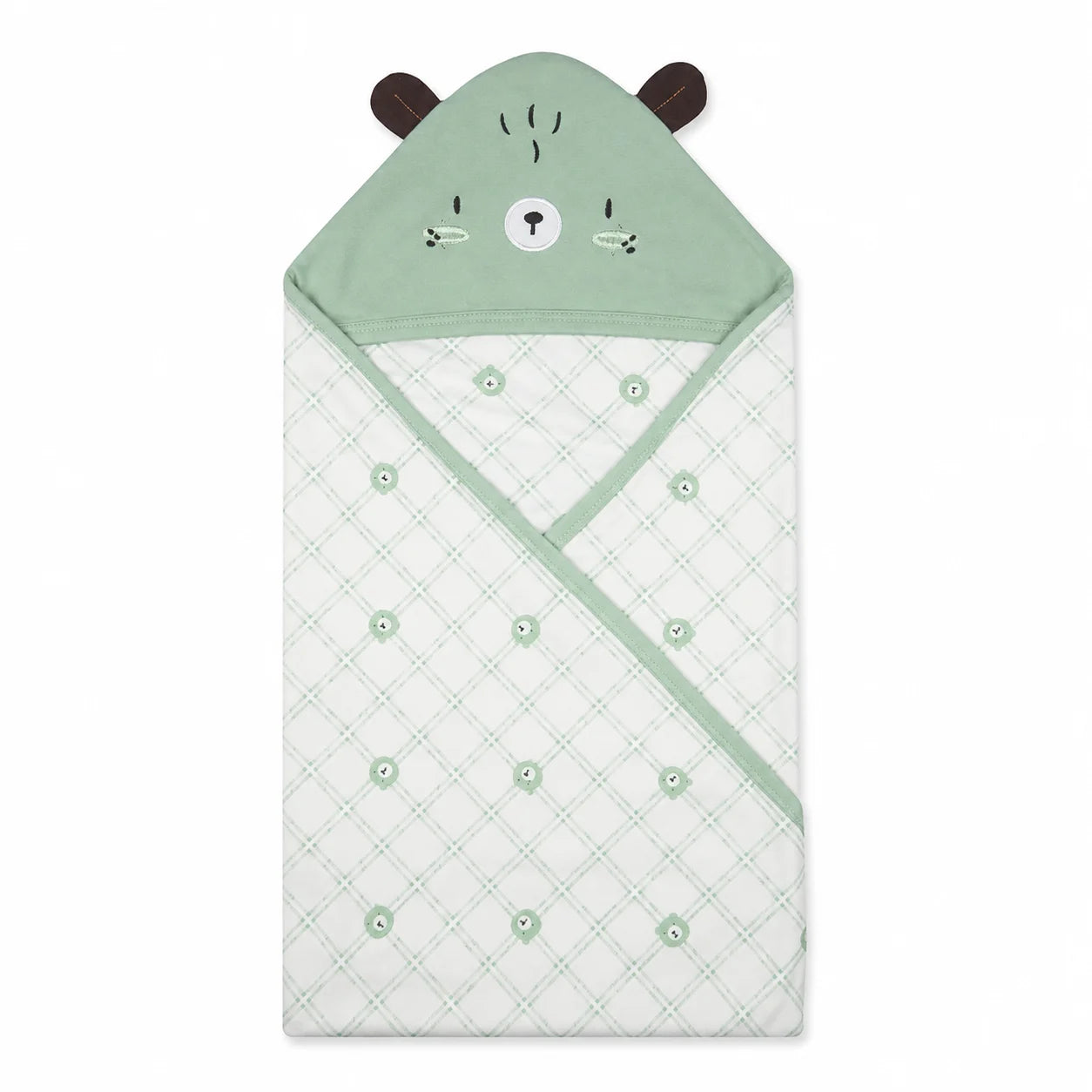 BABY WRAPPING SHEET MUSTARD BEAR GREEN