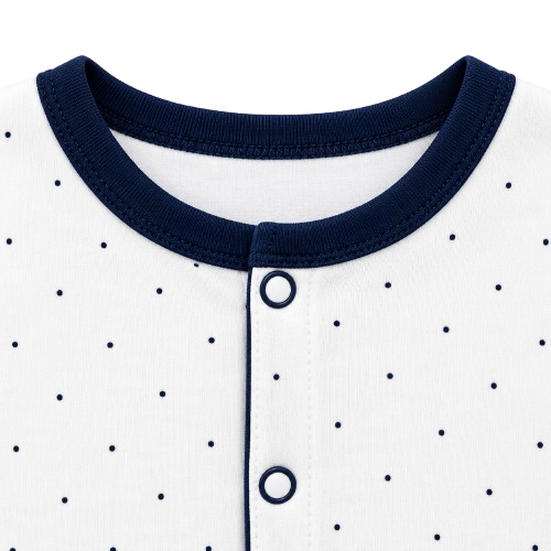 Penguin – Navy Blue & White baby footed romper