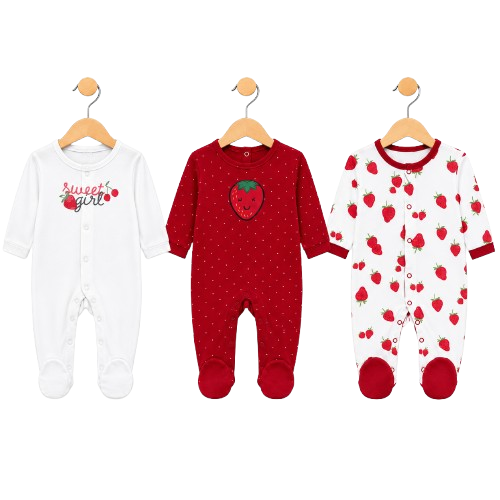 Strawberry – Red & White baby footed romper