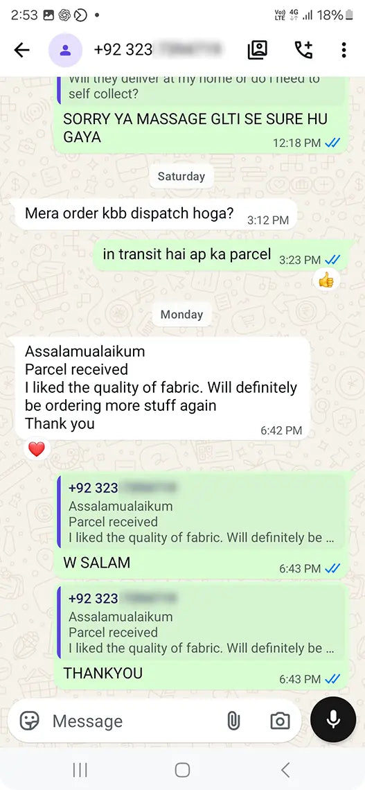 Babies n Baba customer WhatsApp review 1