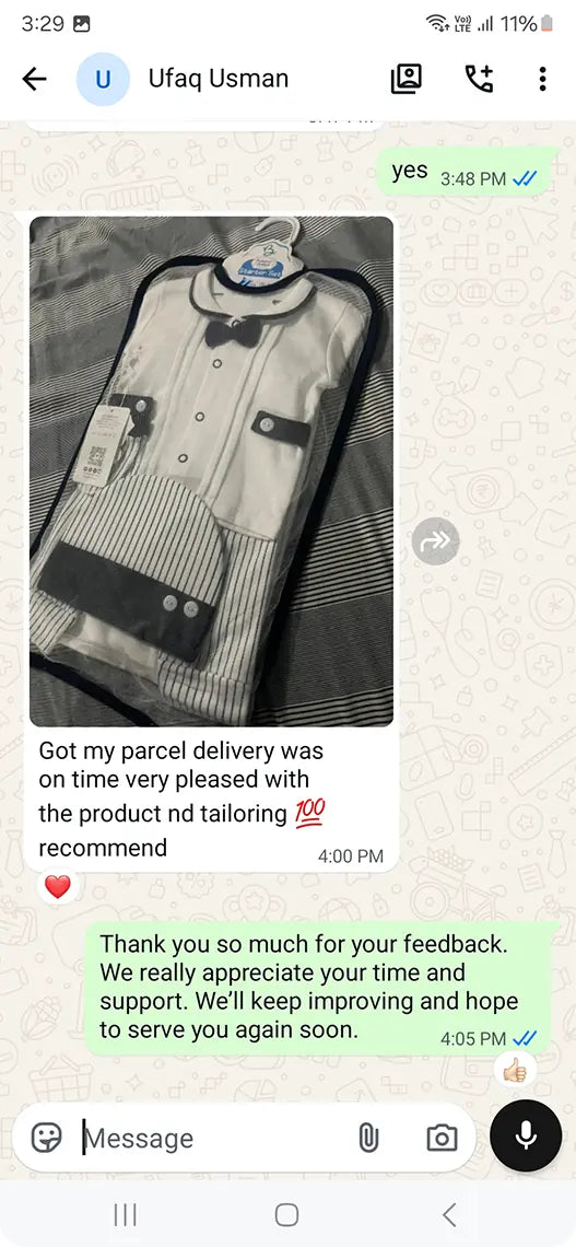 Babies n Baba customer WhatsApp review 21