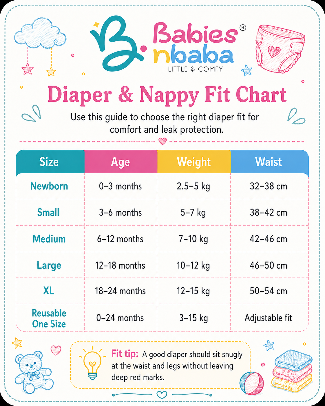 Diaper & Nappy Fit Chart