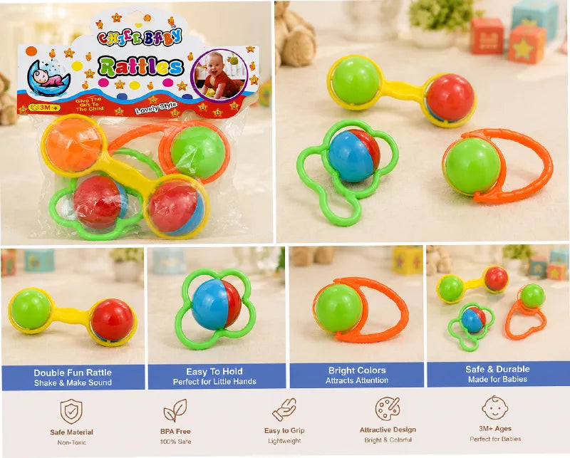 BABY RATTLE SET 3PCS RED
