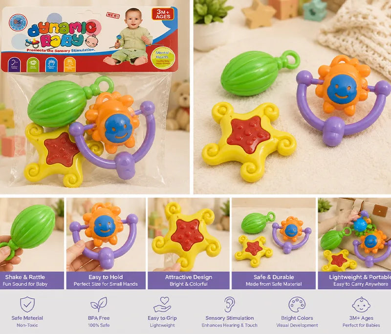 DYNAMIC BABY RATTLE SET 3 PCS 