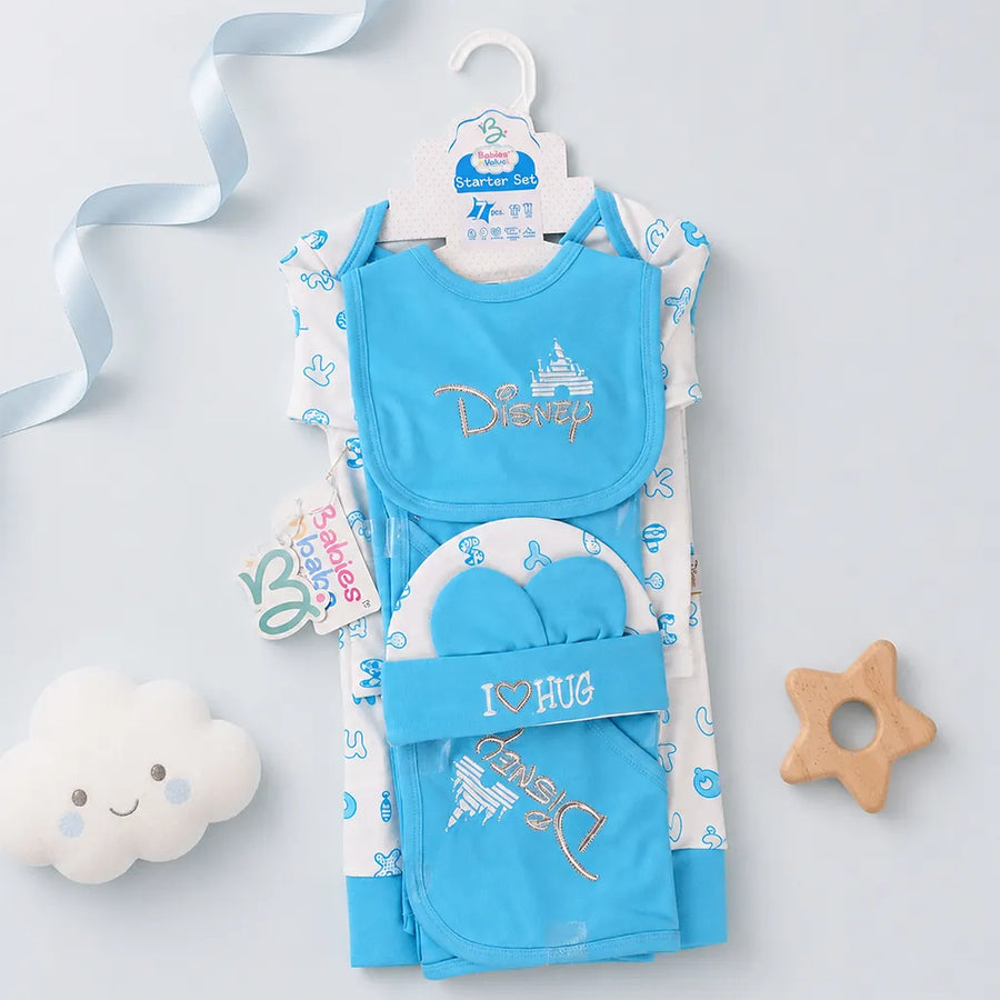 BABY STARTER SET 7 PIECES DISNEY EMB CYAN