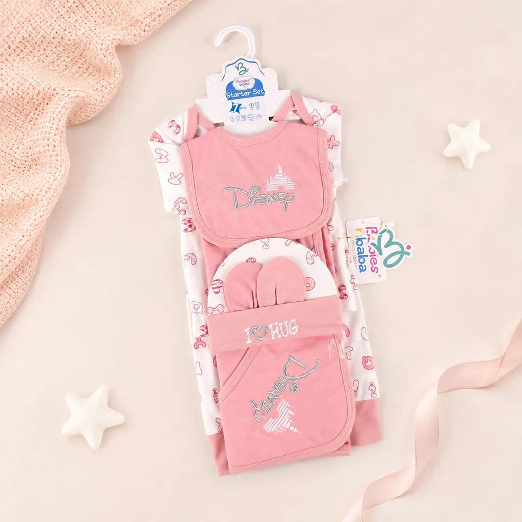 BABY STARTER SET 7 PIECES DISNEY EMB PINK