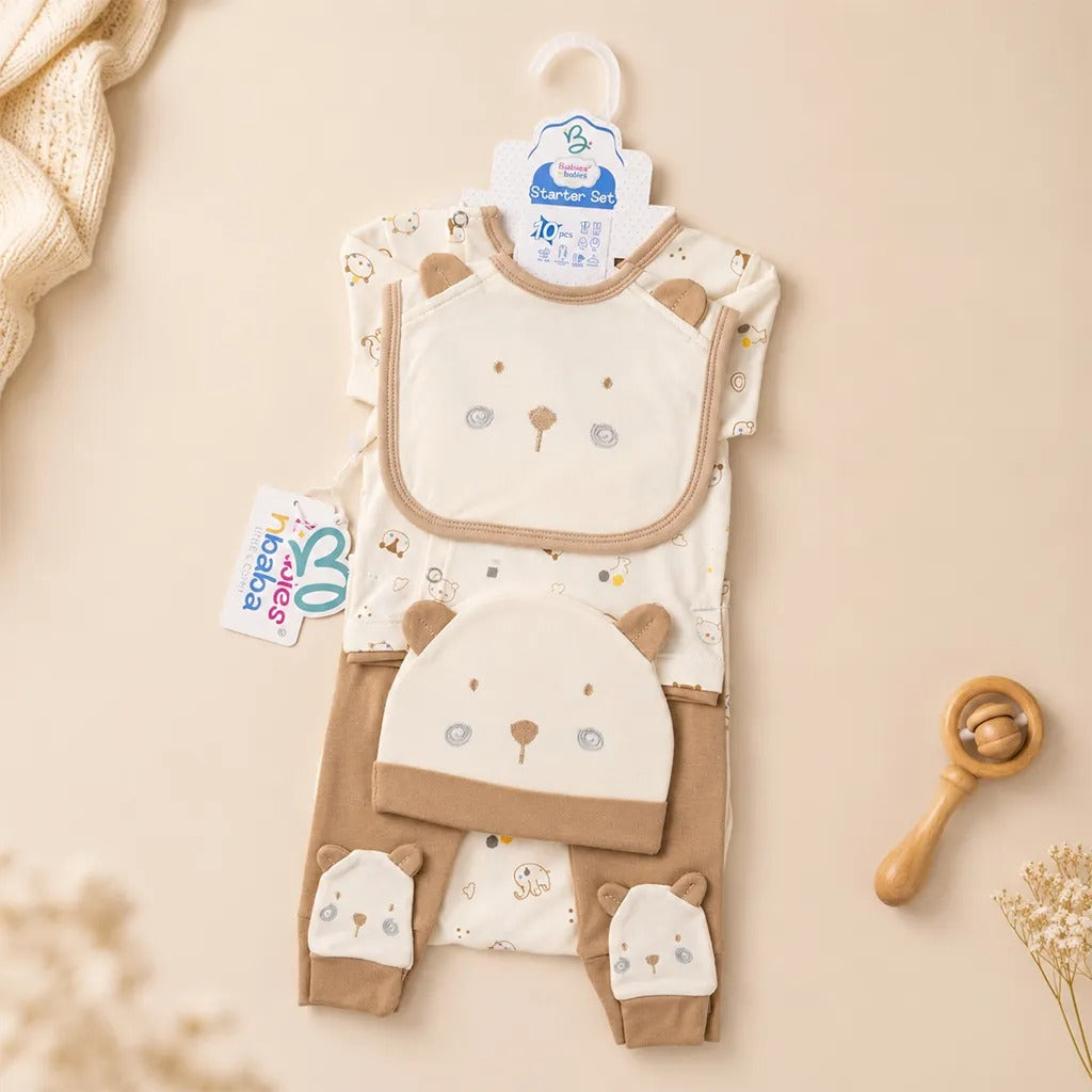 Newborn Starter Set 10-Piece, Brown Joker Print – additional product view 9 of 10