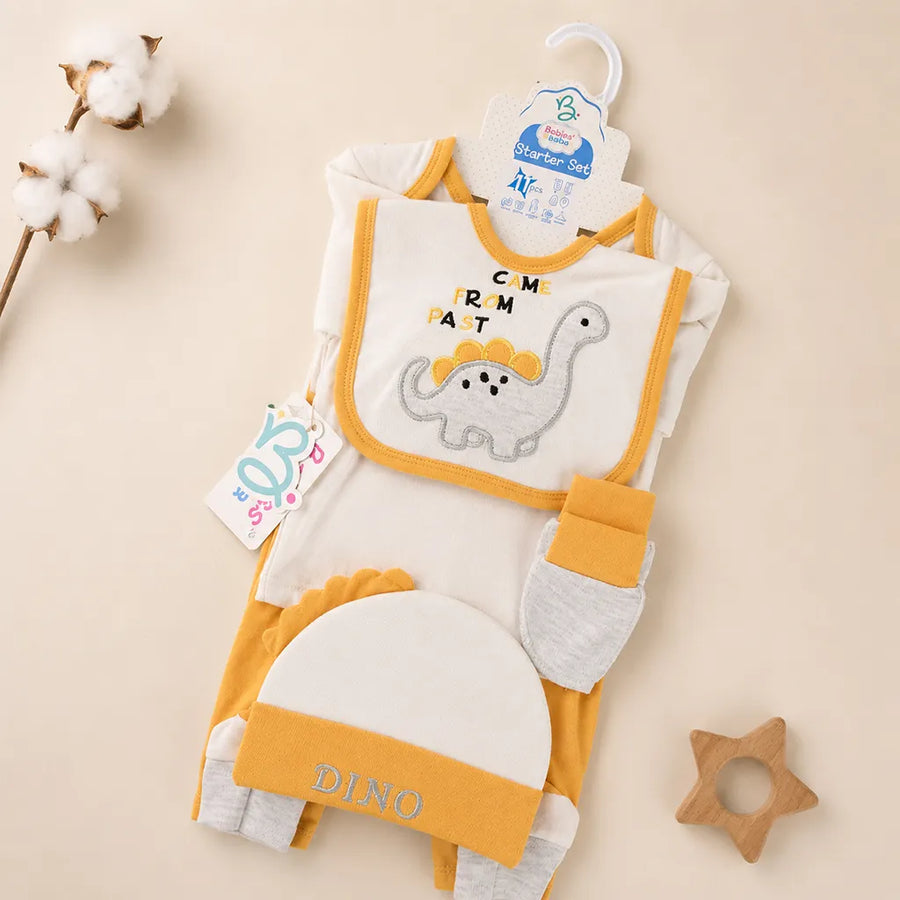 BABY STARTER SET 11 PIECES DINO MUSTARD