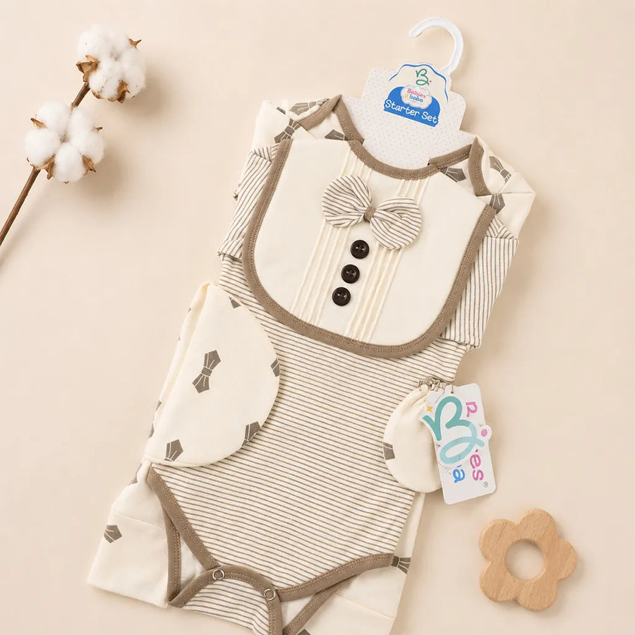 BABY STARTER SET 7 PIECES BOO BEAR PRINT BROWN