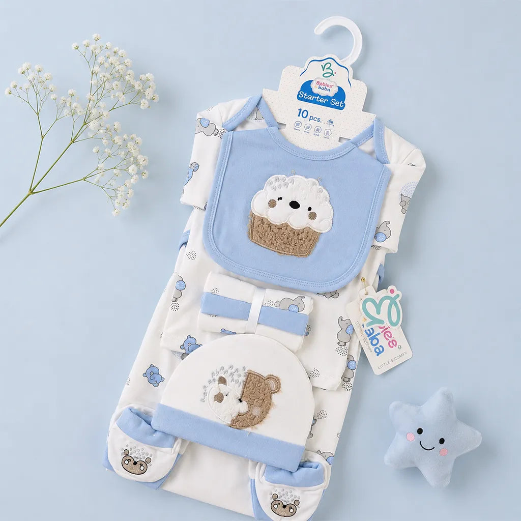 BABY STARTER SET 10 PIECES BEAR/CUPCAKE BLUE