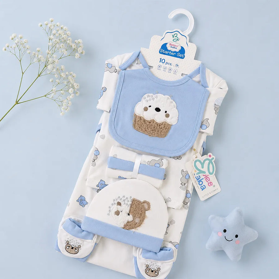 BABY STARTER SET 10 PIECES BEAR/CUPCAKE BLUE